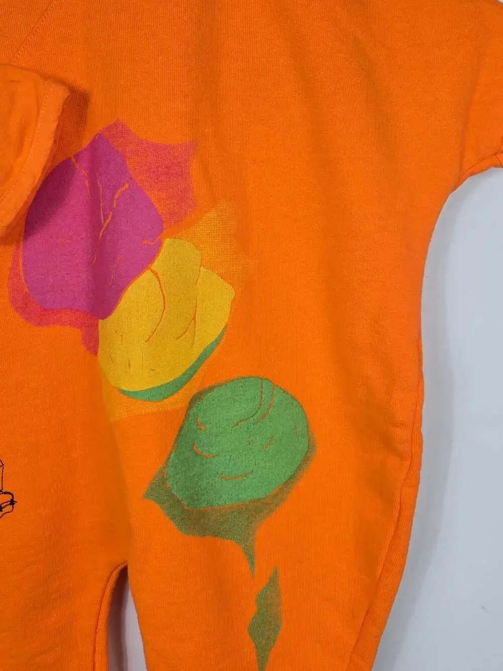 Vintage Deux par Deux Kids Orange Romper 6M  Abstract Ice Cream Jumpsuit 90s